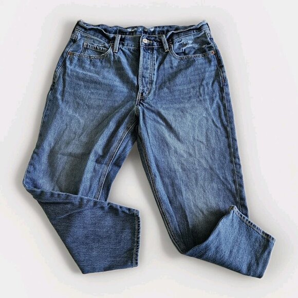 Old Navy Jean Women 12 Blue Slouchy Taper High Rise Cropped Cotton Cottage Denim - Picture 9 of 16